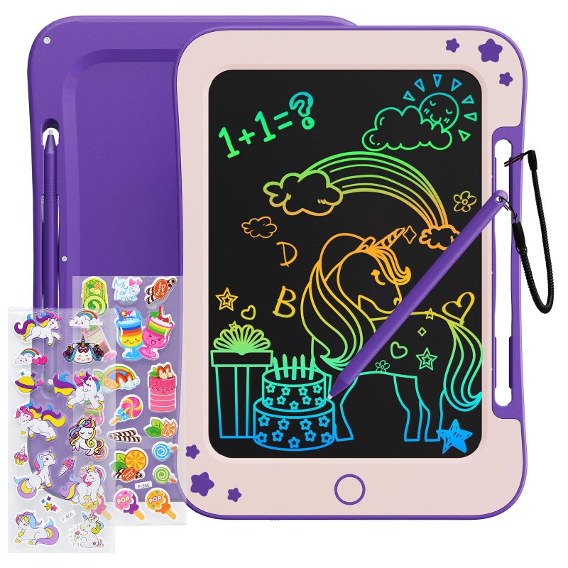 TEKFUN Toddler Kids Toys Gifts - 8.5 Inch LCD Writing Tablet Kids Doodle Board with Stickers Colorful Drawing Tablet  Kids Birthday Toys for 3 4 5 6 Years Old Girl Boy (Purple)